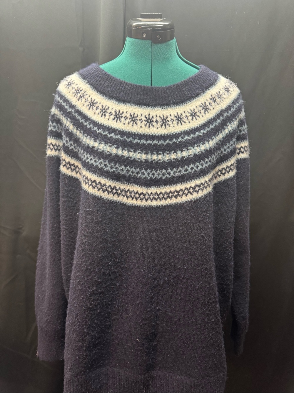 croft & barrow Navy and Cream Fair Isle Turtleneck Sweater